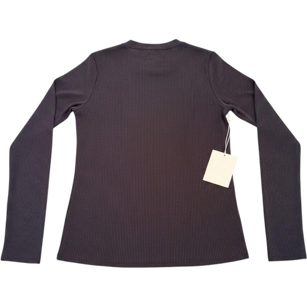 All Row Ribbed Mock Neck Top Women S Purple New Long Sleeve Stretch Layering